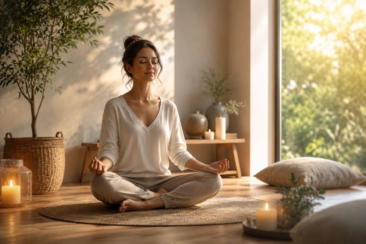 Séance de méditation dans un intérieur lumineux